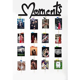 Khush Its Amazing Wood Moments Hanging Photo Display, DIY Picture Photo Frame Collage Set Includes Multi colour Clips