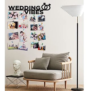 Khush Its Amazing Home Decor Wood Wedding Vibes Hanging Photo Display, DIY Picture Photo Frame Collage Set Includes Multi colour Clips