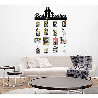 Khush Its Amazing Wood Best Ever Brother Hanging Photo Display, DIY Picture Photo Frame Collage Set Includes Multi colour Clips