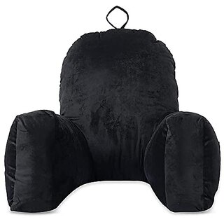 Flipon Bearust Back Supprot Pillow  Soft Velvet Outer Cover With Inner Cover and Zipper  Grey Black Size