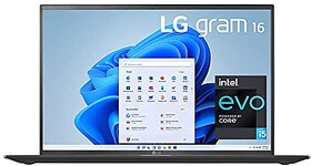 LG Gram 16 Intel Evo 11th Gen i5 Thin , Light Laptop 2K+ IPS 16:10 Display 8 GB RAM/ 512 GB SSD/ Windows 11 / Iris Xe Graphics/ Thunderbolt 4 USC -C x 2 / 1.19 kg Black/ 3Yr Warranty 16Z90P