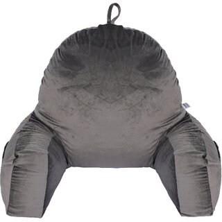 Flipon Bearust Back Supprot Pillow  Soft Velvet Outer Cover With Inner Cover and Zipper  Grey Large Size
