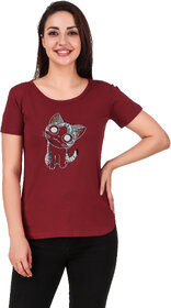 Designer Cotton T shirt For Girls  Women, Maroon