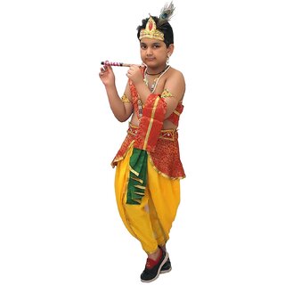 Kaku Fancy Dresses Krishna Costume for Boy/Janmashtami/Kanha Costume/Bal Krishna/Mythological Costume for Boy