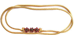 S L GOLD 1 Gram Micro Plated AD Stone Red Green flower Design A24