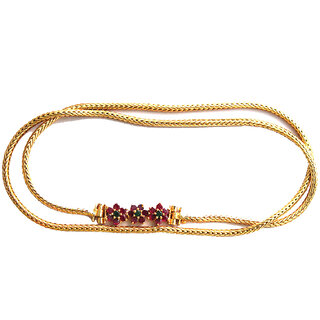 S L GOLD 1 Gram Micro Plated AD Stone Red Green flower Design A24