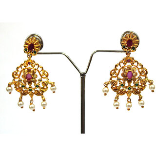 S L Gold 1 Gram Micro Plated Flower Design Earring