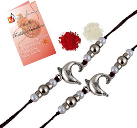 LUCKY JEWELLERY Designer Combo German Silver Quirky Dolphin Shape (Pack of 2) Rakshabandan Rakhee