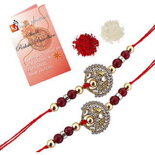 LUCKY JEWELLERY Designer Combo Maroon Color (Pack of 2) Rakshabandan Rakhee