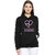 TEESTORE Women's Black Pink Heart Polyester Cotton 300 GSM Hoodie Sweatshirt  - Black