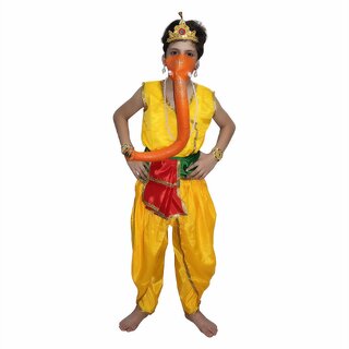 Kaku Fancy Dresses Lord Ganesha Costume of Ramleela / Dussehra / Bal Ganesh / Mythological Character Dress for Kids