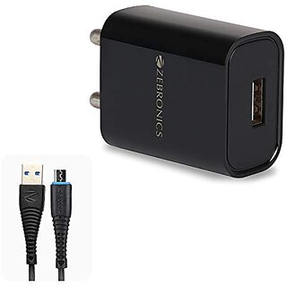 ZEBRONICS Zeb-MA5211 USB Charger Adapter with 1 Metre Micro USB Cable Fast Charge for Mobile Phone/Tablets (Black).