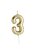 Lalantopparties '3' Acrylic Candles For Theme decoration, birthday,surprise decoration candle Gold