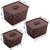 Selvel Storage Basket/Box with lid for Kitchen | Vegetables | Toys | Books | Office | Stationery | Utility | Cosmetics | Accessories | Closet | Wardrobe | Set of 3 (Dark Brown)