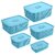 Selvel Storage Basket/Box with lid for Kitchen | Vegetables | Toys | Books | Office | Stationery | Utility | Cosmetics | Accessories | Closet | Wardrobe | Set of 5 (Sky Blue)