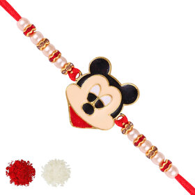 mickey mouse Cartoon rakhi for sweet kids with beads, pearls [VFJ1151RKG ]
