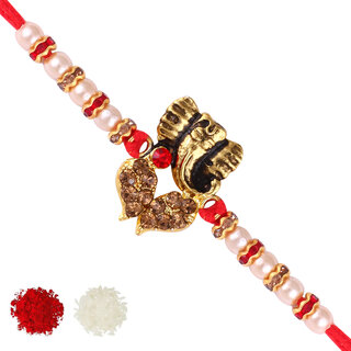 Vighnaharta Buddhividhata Ganesh Gold Plated Alloy Rakhi for Lovely Brother  [VFJ1144RKG ]