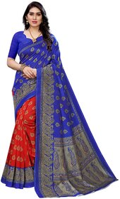 SVB Saree Red And Blue Colour Art Silk Printed Saree