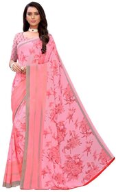 SVB Saree Pink Colour Floral Printed Georgette Saree