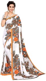 SVB Saree  Orange  Colour Georgette Floral Printed Saree