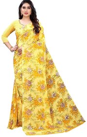 SVB Saree Yellow Colour Floral Printed Georgette Saree