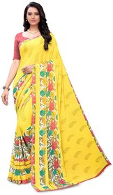 SVB Saree Yellow Colour Floral Printed Georgette Saree