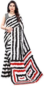 SVB Saree White And Black Printed Georgette Saree
