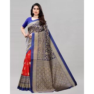 SVB Red & Purple Art Silk Printed Saree - Elegant Ethnic Wear with Stylish Prints