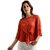 Miss Chase Women's Orange Round Neck Half Sleeve Solid Front Slit Knotted Top