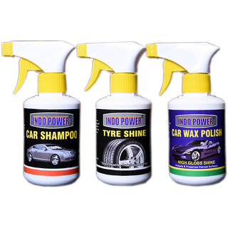 Indo Power Car Shampoo Gun 250Ml.+Tyre Shiner Gun 250Ml.+Car Wax Polish Gun 250Ml.
