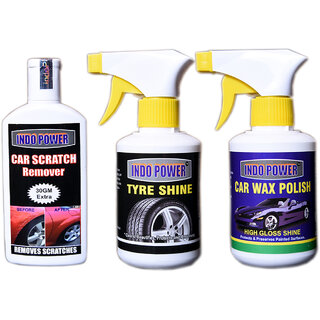Indo Power Scratch Remover 100Gm.+Tyre Shiner Gun 250Ml.+Car Wax Polish Gun 250Ml.