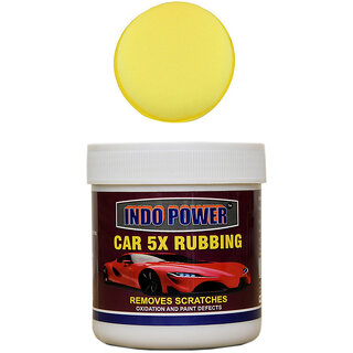 Indo Power Car Wax 5X Rubbing 250Gm.+ One Foam Applicator Pad.