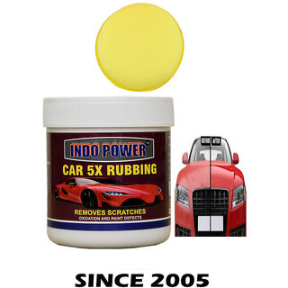 Indo Power Car Wax 5X Rubbing 250Gm.+ One Foam Applicator Pad.