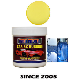 Indo Power Car Wax 5X Rubbing 250Gm.+ One Foam Applicator Pad.
