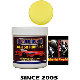 Indo Power Car Wax 5X Rubbing 250Gm.+ One Foam Applicator Pad.