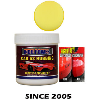 Indo Power Car Wax 5X Rubbing 250Gm.+ One Foam Applicator Pad.