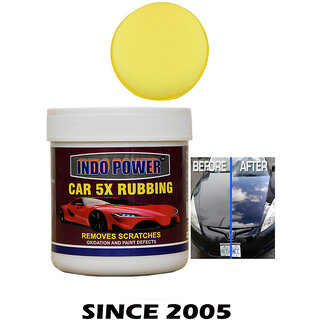 Indo Power Car Wax 5X Rubbing 250Gm.+ One Foam Applicator Pad.