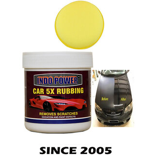 Indo Power Car Wax 5X Rubbing 250Gm.+ One Foam Applicator Pad.