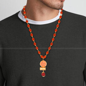Chatrapati shivaji Maharaj Raj mudra Rudraksha mala pendant chain for men [VFJ1355PG-RUDRA ]