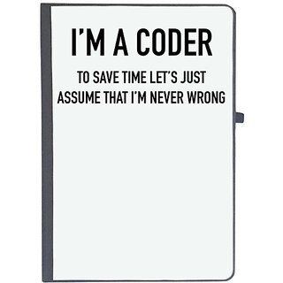 UDNAG Ruled Notebook Diary 'Coder | I'm a Coder to save time lets just assume that i'm never wrong', [A5 80Pages 80GSM]
