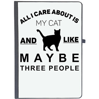 UDNAG Ruled Notebook Diary 'Cat | All I Care About is', [A5 80Pages 80GSM]