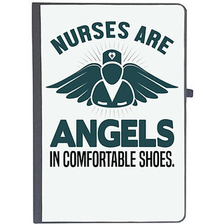 UDNAG Ruled Notebook Diary 'Nurse | Nurses are angles in comfortable shoes', [A5 80Pages 80GSM]