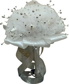 Bridal Bouquet Love Holding Elegant Artificial  Flower Rose White