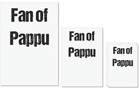 UDNAG Untearable Waterproof Stickers 155GSM 'Pappu | Fan of Pappu' A4 x 1pc, A5 x 1pc & A6 x 2pc