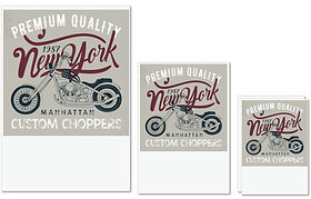 UDNAG Untearable Waterproof Stickers 155GSM 'Premium Quality New York Motorcycles' A4 x 1pc, A5 x 1pc & A6 x 2pc