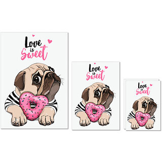 UDNAG Untearable Waterproof Stickers 155GSM 'Pug & Doughnut |A4 x 1pc, A5 x 1pc & A6 x 2pc