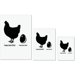 UDNAG Untearable Waterproof Stickers 155GSM 'Chicken & egg | Story of Chicken and Egg' A4 x 1pc, A5 x 1pc & A6 x 2pc