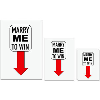 UDNAG Untearable Waterproof Stickers 155GSM 'Marry me to win this' A4 x 1pc, A5 x 1pc & A6 x 2pc