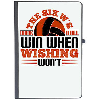 UDNAG Ruled Notebook Diary 'Volleyball | The Six Ws Work will win when wishing wont', [A5 80Pages 80GSM]