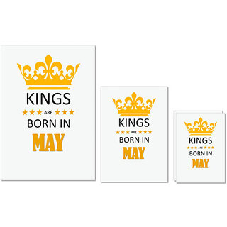 UDNAG Untearable Waterproof Stickers 155GSM 'Birthday | Kings are born in May' A4 x 1pc, A5 x 1pc & A6 x 2pc